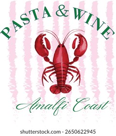 Euro Verão abstrato lagosta limão bonito wavy slogan moderno vinho vino vermelho coquetel arco bonito damas moderno trending T-shirt logotipo slogan gráfico arte tipografia tote badge peixe sardinha