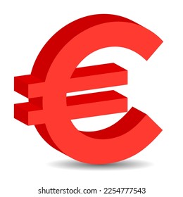 Euro symbol, 3d vector currency sign on white background