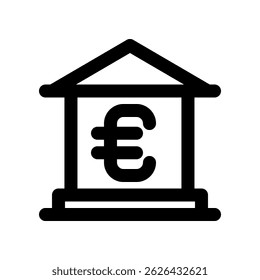Euro Symbol In a Bank Icon Depicting Financial and Economic Concepts