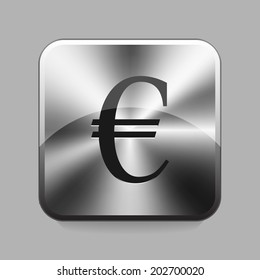 Euro symbol chrome button or icon vector illustration