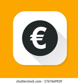 Símbolo del euro en círculo. Ilustración vectorial. Signo de moneda - símbolo de dinero. moneda de moneda de icono plana para gráficos de información de botón simples.