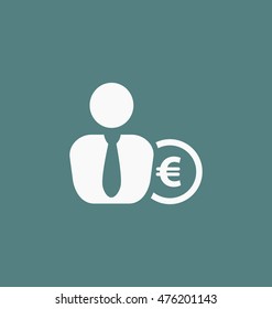 Euro symbol coin behind the  businessman icon.