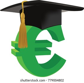 euro symbol with doctoral hat