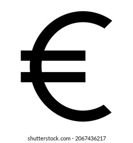 Euro symbol. European currency black sign. Vector isolated on white background