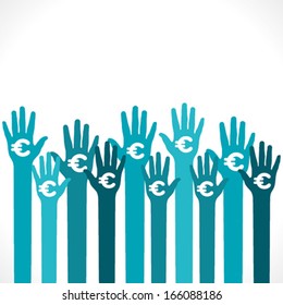 euro symbol in hand background vector
