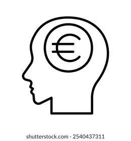 euro symbol head idea vector illustration, banking, business icon