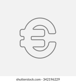 Euro symbol line icon for web, mobile and infographics. Vector dark grey icon isolated on light grey background.