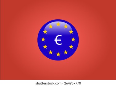 Euro symbol in the middle of the European Union