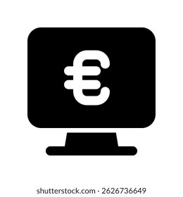 Euro Symbol on Computer Screen Representing Online Finance and Transactions