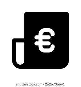 Euro Symbol on Document Monochrome Icon Representing Finances and Currency