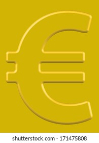Euro symbol on the gold background