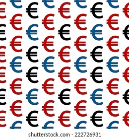 Euro symbol seamless pattern on white background. Vector illustration.