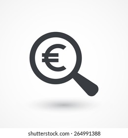 Euro Symbol Under A Magnifying Glass. Euro Symbol, Money Icon, Business Background, Currency Concept, Eu