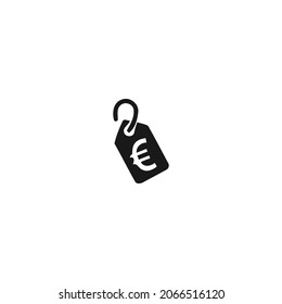euro tag black icon, shop black icon isolated white background 