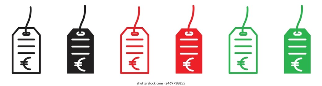 Euro tag icon line art vector