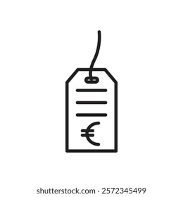 Euro tag icon Vector flat thin line illustration