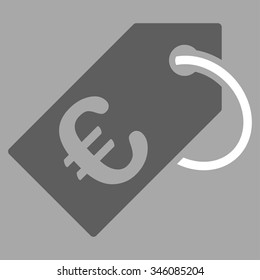 Euro Tag vector icon. Style is bicolor flat symbol, dark gray and white colors, rounded angles, silver background.