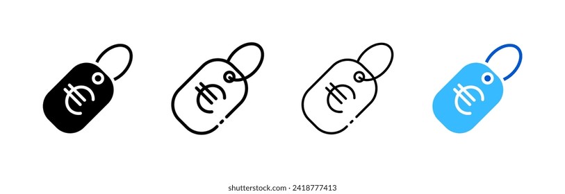 Euro tags set. Linear style. Vector icons