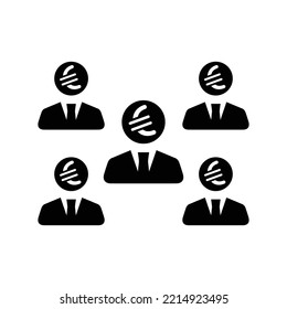 Icono del equipo Euro. Gráficos vectoriales negros.