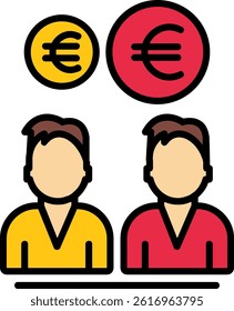 Euro Team Line Filled Vector Icon Design