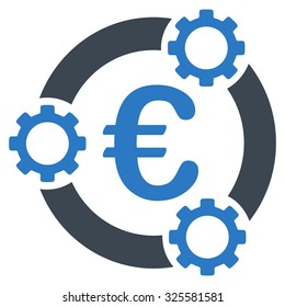 Euro Teamwork vector icon. Style is bicolor flat symbol, smooth blue colors, rounded angles, white background.