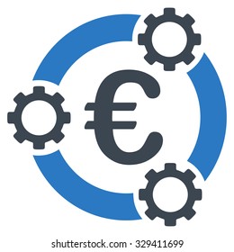 Euro Teamwork vector icon. Style is bicolor flat symbol, smooth blue colors, rounded angles, white background.