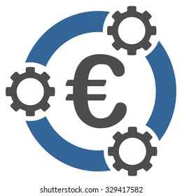 Euro Teamwork vector icon. Style is bicolor flat symbol, cobalt and gray colors, rounded angles, white background.