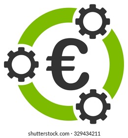 Euro Teamwork vector icon. Style is bicolor flat symbol, eco green and gray colors, rounded angles, white background.
