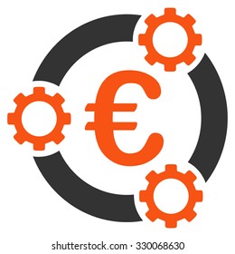 Euro Teamwork vector icon. Style is bicolor flat symbol, orange and gray colors, rounded angles, white background.