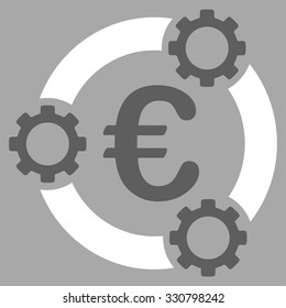 Euro Teamwork vector icon. Style is bicolor flat symbol, dark gray and white colors, rounded angles, silver background.