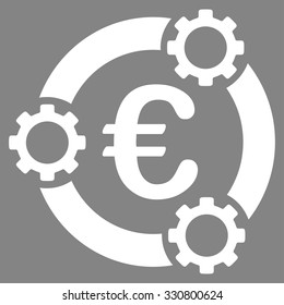 Euro Teamwork vector icon. Style is flat symbol, white color, rounded angles, gray background.