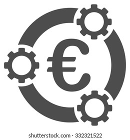 Euro Teamwork vector icon. Style is flat symbol, gray color, rounded angles, white background.