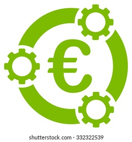 Euro Teamwork vector icon. Style is flat symbol, eco green color, rounded angles, white background.