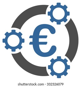 Euro Teamwork vector icon. Style is bicolor flat symbol, cobalt and gray colors, rounded angles, white background.