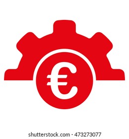 Euro Technology icon. Vector style is flat iconic symbol, red color, white background.