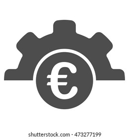 Euro Technology icon. Vector style is flat iconic symbol, gray color, white background.