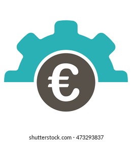 Euro Technology icon. Vector style is bicolor flat iconic symbol, grey and cyan colors, white background.