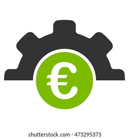 Euro Technology icon. Vector style is bicolor flat iconic symbol, eco green and gray colors, white background.