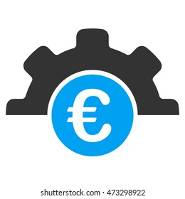 Euro Technology icon. Vector style is bicolor flat iconic symbol, blue and gray colors, white background.