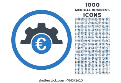 Euro Technology rounded vector bicolor icon with 1000 medical business icons. Set style is flat pictograms, smooth blue colors, white background.