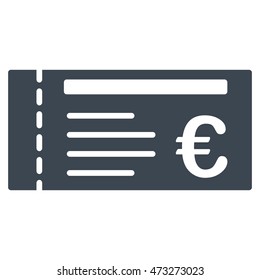 Euro Ticket icon. Vector style is flat iconic symbol, smooth blue color, white background.