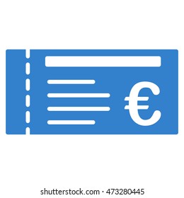 Euro Ticket icon. Vector style is flat iconic symbol, cobalt color, white background.