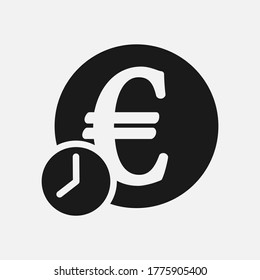 Euro with timer symbol. Recurring interest payments, euro credit icon.