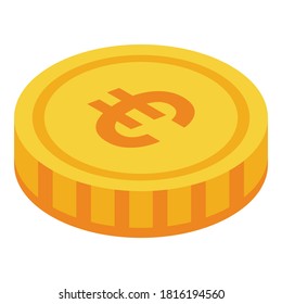 Euro token icon. Isometric of euro token vector icon for web design isolated on white background