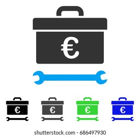 Euro Toolbox flat vector pictograph. Colored euro toolbox gray, black, blue, green pictogram variants. Flat icon style for application design.