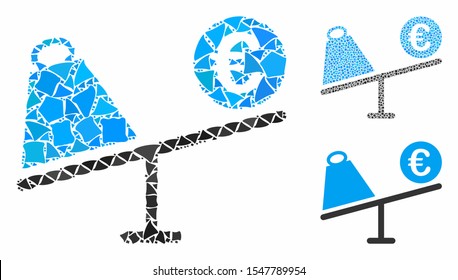 Euro trade swing composition of raggy elements in variable sizes and shades, based on Euro trade swing icon. Vector rough elements are grouped into composition.