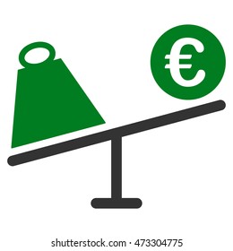 Euro Trade Swing icon. Vector style is bicolor flat iconic symbol with rounded angles, green and gray colors, white background.