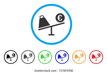 Euro Trade Swing rounded icon. Style is a flat euro trade swing grey symbol inside light blue circle with black, gray, green, blue, red, orange versions.