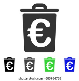 Euro Trash flat vector pictogram. Colored euro trash gray, black, blue, green icon versions. Flat icon style for graphic design.