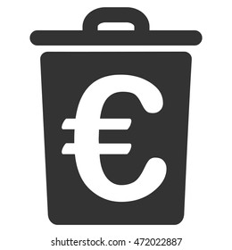 Euro Trash icon. Vector style is flat iconic symbol with rounded angles, gray color, white background.